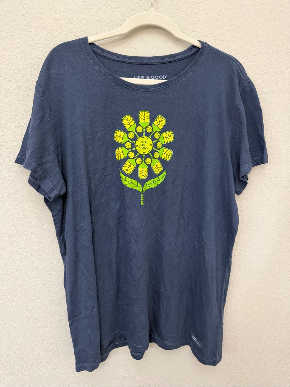 Life is Good Pickleball Floral Print Graphic Crew Neck Tee Women’s XL